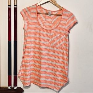 [EUC] Prana Orange and Gray Striped Tee (Small)